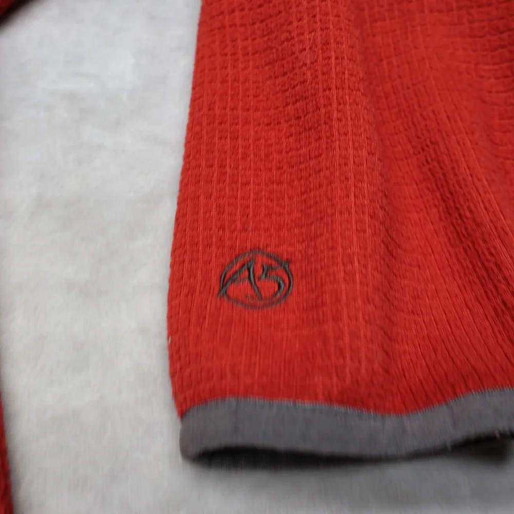 North Face Sweatshirt Mens XL Red 1/4 Zip Waffle Fleece Pullover Outdoor Hiking